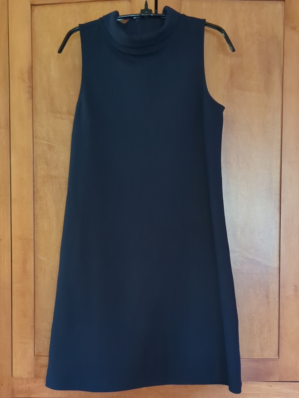 Sleeveless Navy High-Neck Shift Dress